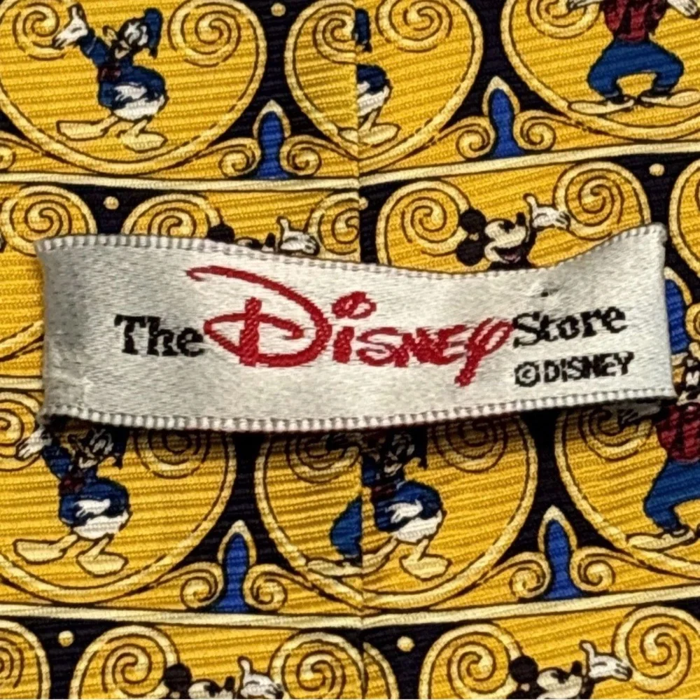 NWT The Disney Store Character Tie Yellow with Mickey Goofy & DonaldDuck Vintage